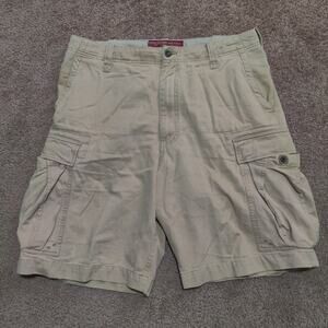 Vintage Abercrombie & Fitch Cargo Shorts Drawstring Mens 35 Khaki *Minor Flaw.